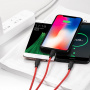 Кабель 3 в 1 Hoco X21 Silicone, lightning, micro USB, USB Type-C, черно-красный 1.2 м
