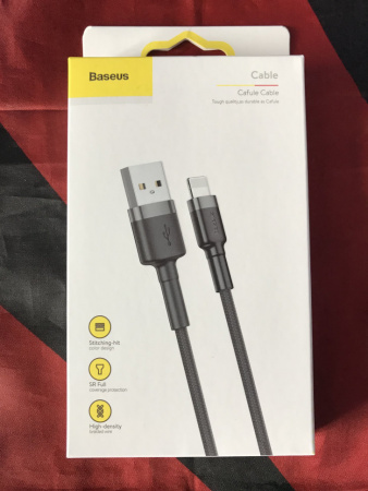 Кабель Baseus cafule, lightning, 1 м, серый